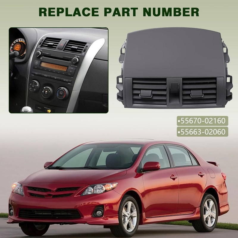 ZONFANT Center Dash A/C Outlet Air Vent Panel And Upper Dashboard Cover Strips Trim Left & Right, Compatible With Toyota Vehicle 2008-2013 Corolla, Replace#55670-02160 55663-02060 55436-02150 - Image 2